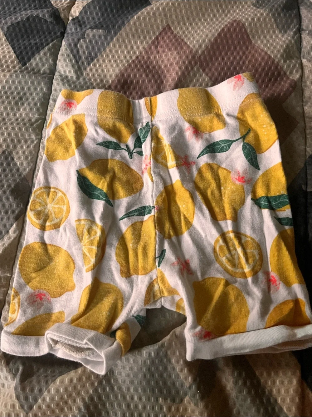 Old Navy White Lemon-Print Diaper Cover with Yellow & Green Accents
